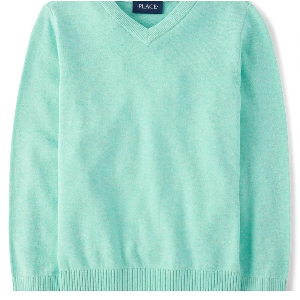 The children’s place boys v neck sweater size medium Mellow aqua NWT